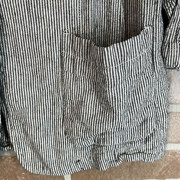 Max Studio Women's Jacket Linen Blend Large Black White Cardigan Lagenlook - Picture 6 of 10